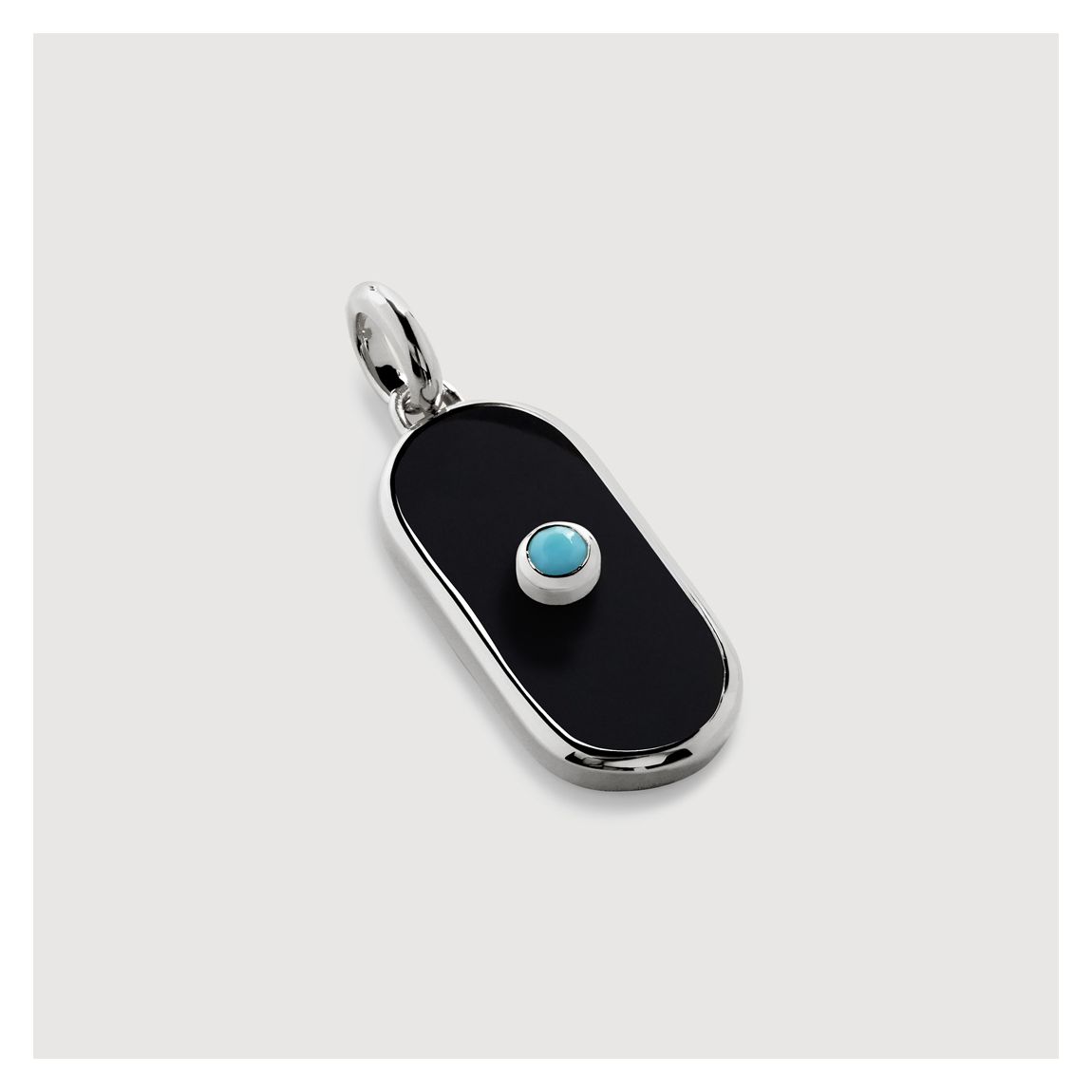 Black Onyx Silver Gemstone Tablet Pendant Charm main product photo