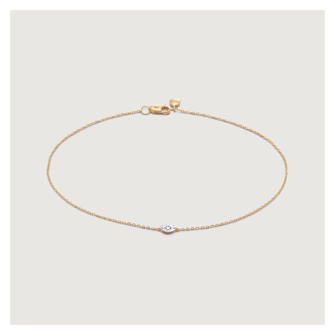Yellow Gold Lab Grown Diamond Marquise Solitaire Chain Bracelet main product photo