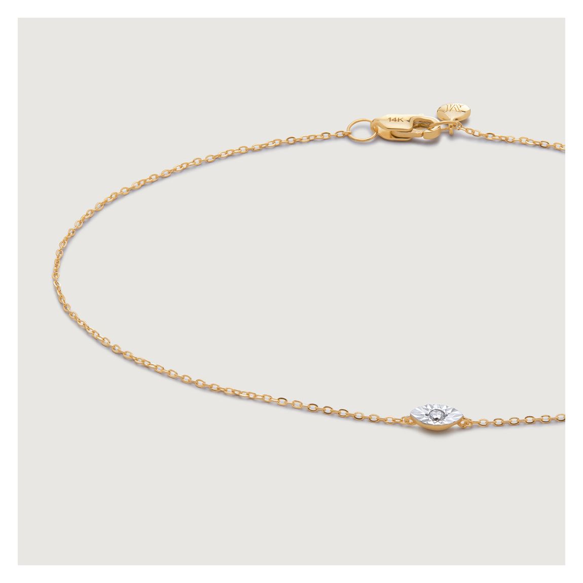 Yellow Gold Lab Grown Diamond Marquise Solitaire Chain Bracelet main product photo