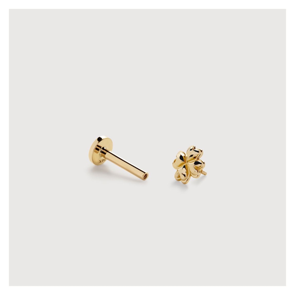 Yellow Gold Clover Single Labret Piercing Earring main product photo