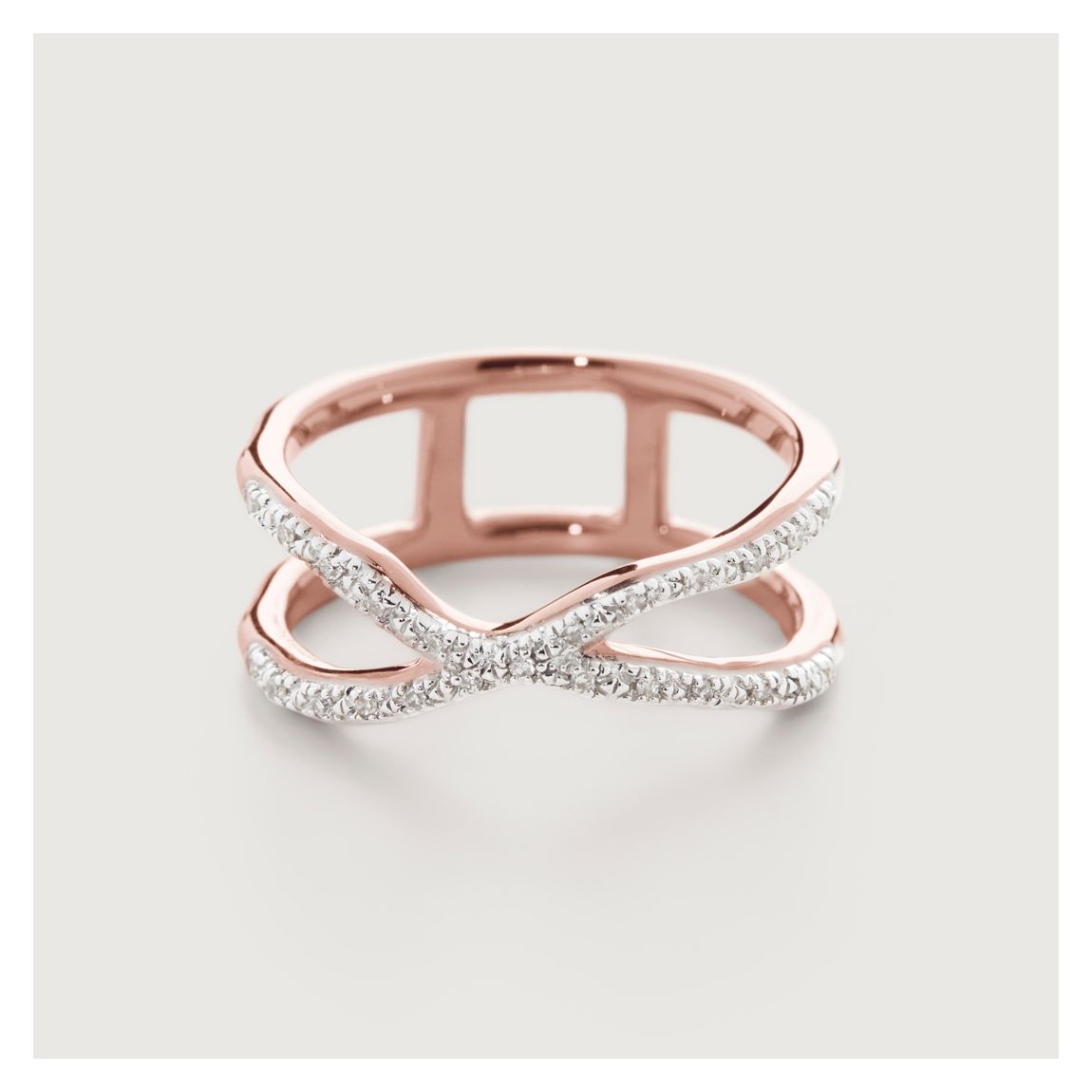 Rose Gold Riva Wave Cross Ring main product photo