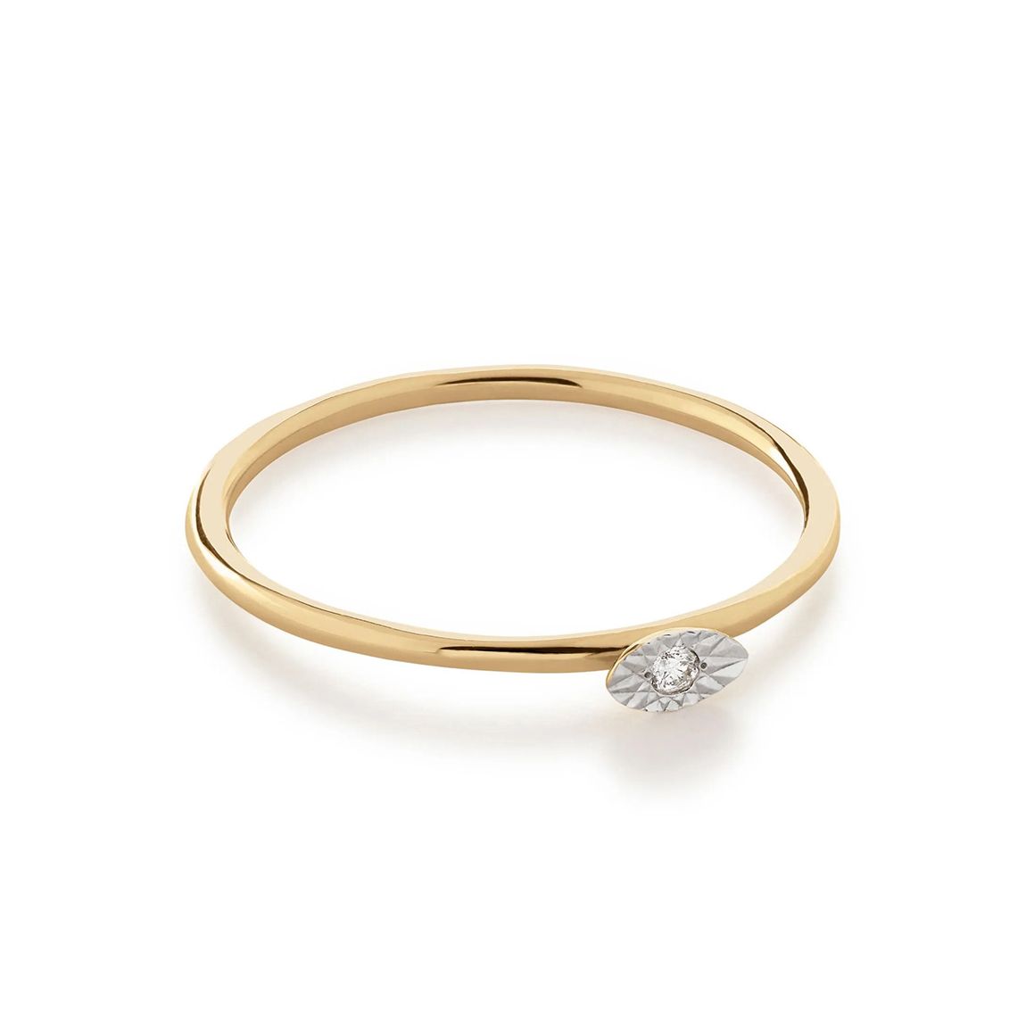 Yellow Gold Lab Grown Diamond Marquise Solitaire Stacking Ring main product photo