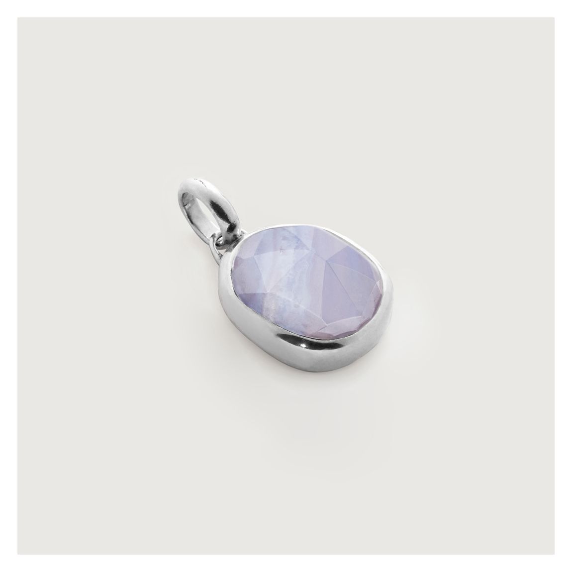 Blue Lace Agate Silver Siren Medium Bezel Pendant Charm main product photo