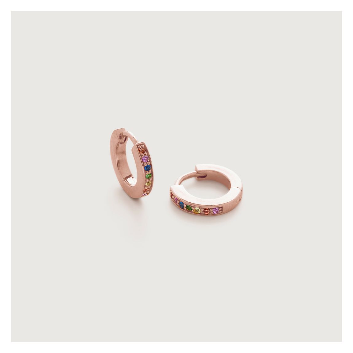 Multi Rose Gold Skinny Sapphire Mini Huggie Earrings main product photo