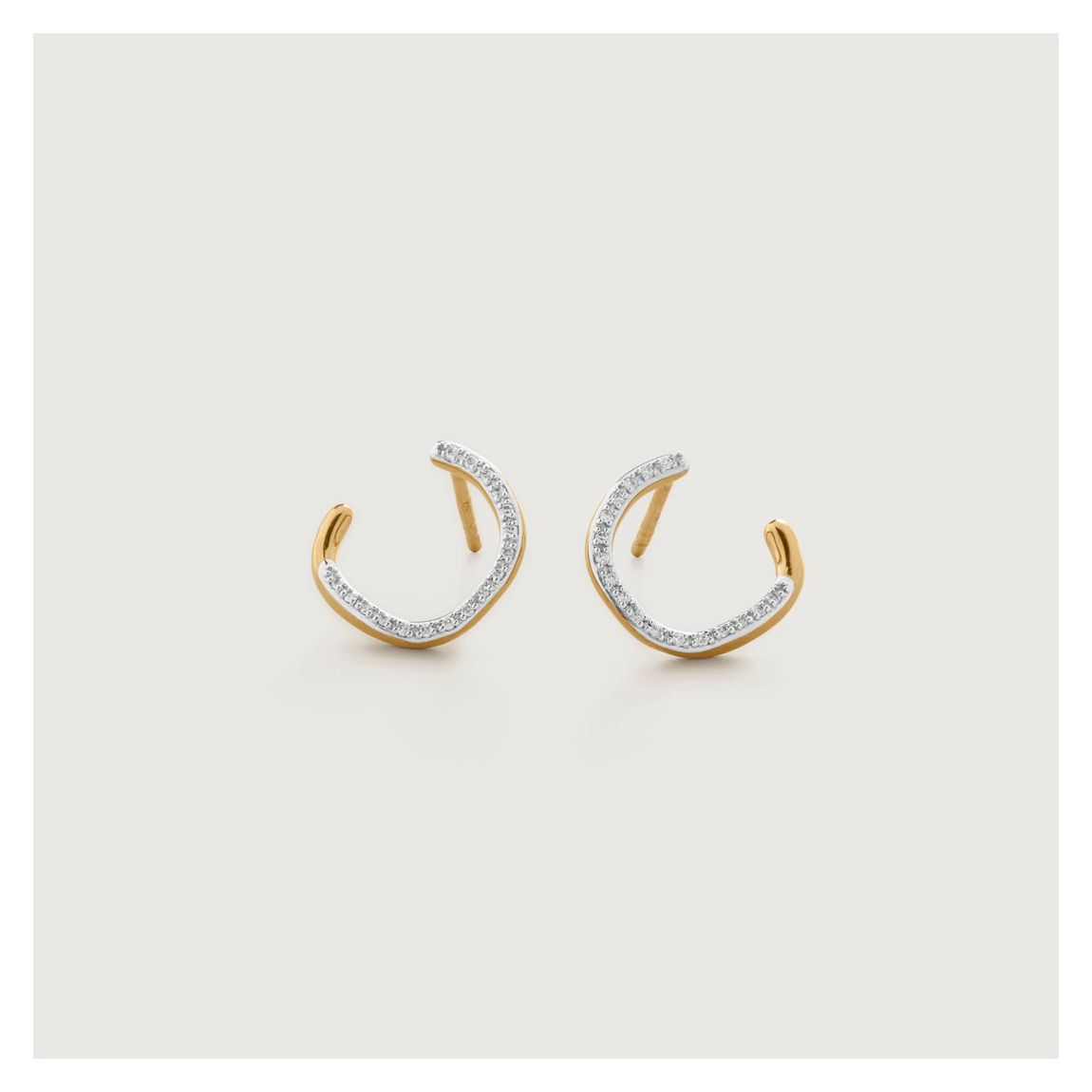 White Diamond Gold Plated Riva Diamond Circle Stud Earrings main product photo