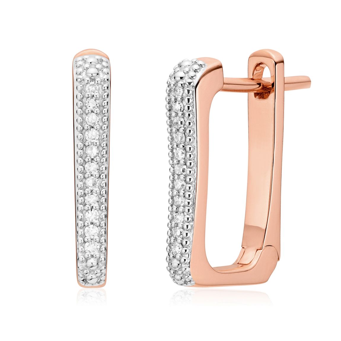 Rose Gold Alta Capture Diamond Huggie Earrings main product photo