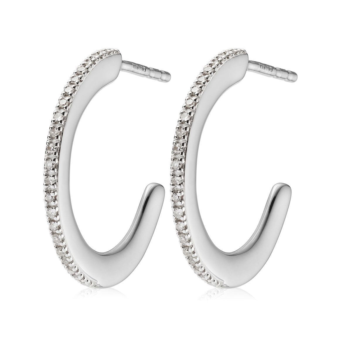Silver Fiji Skinny Hoop Diamond Earrings main product photo