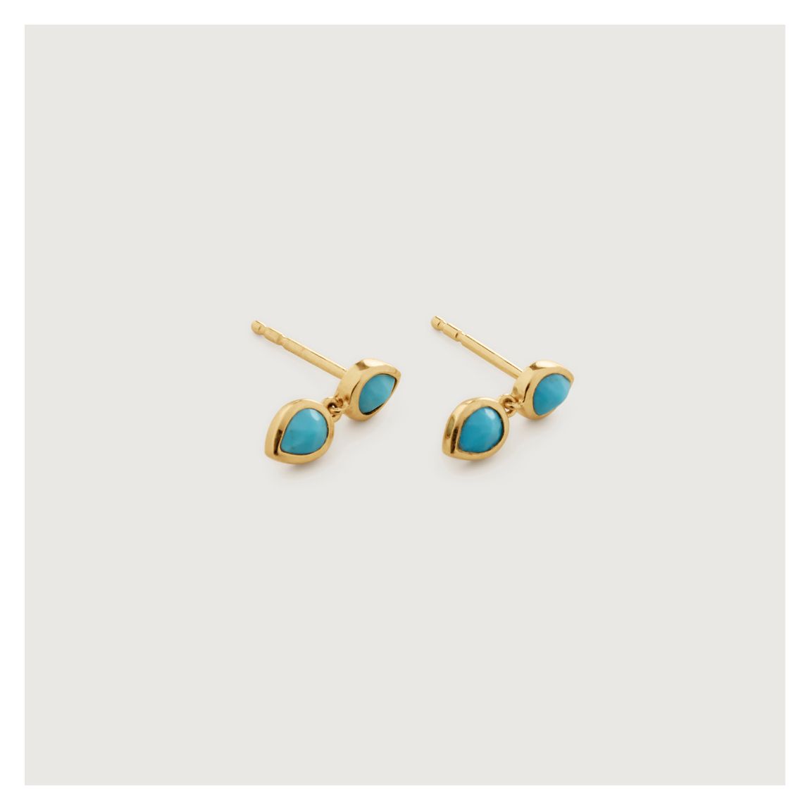 Turquoise Gold Plated Double Teardrop Stud Earrings main product photo