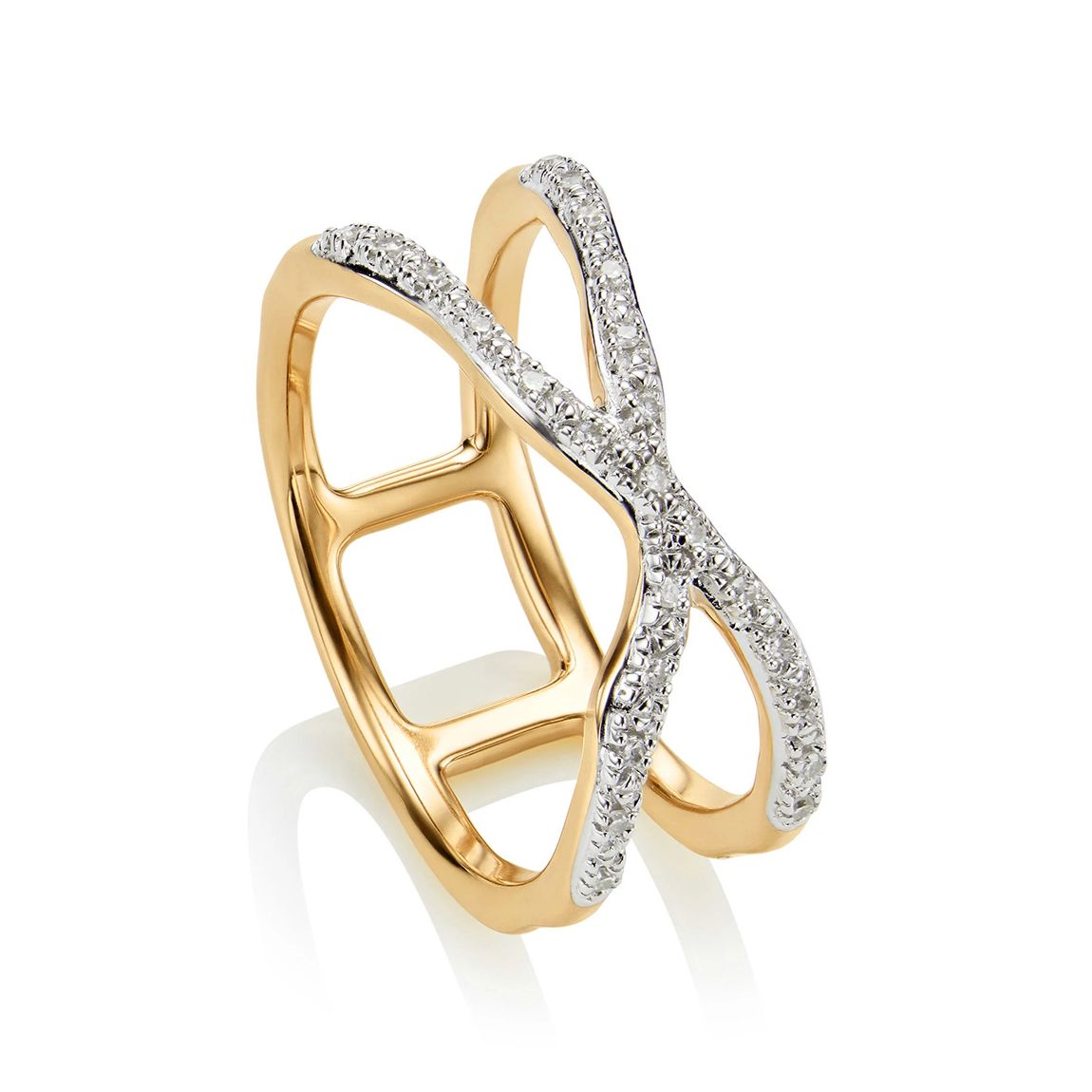 Gold Riva Wave Cross Ring Size M main product photo