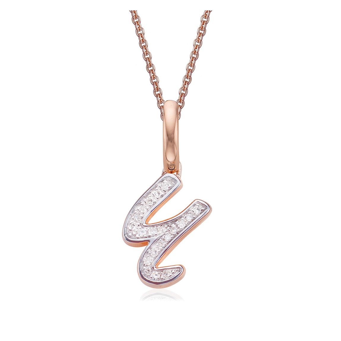 Rose Gold Alphabet U Diamond Pendant Charm main product photo
