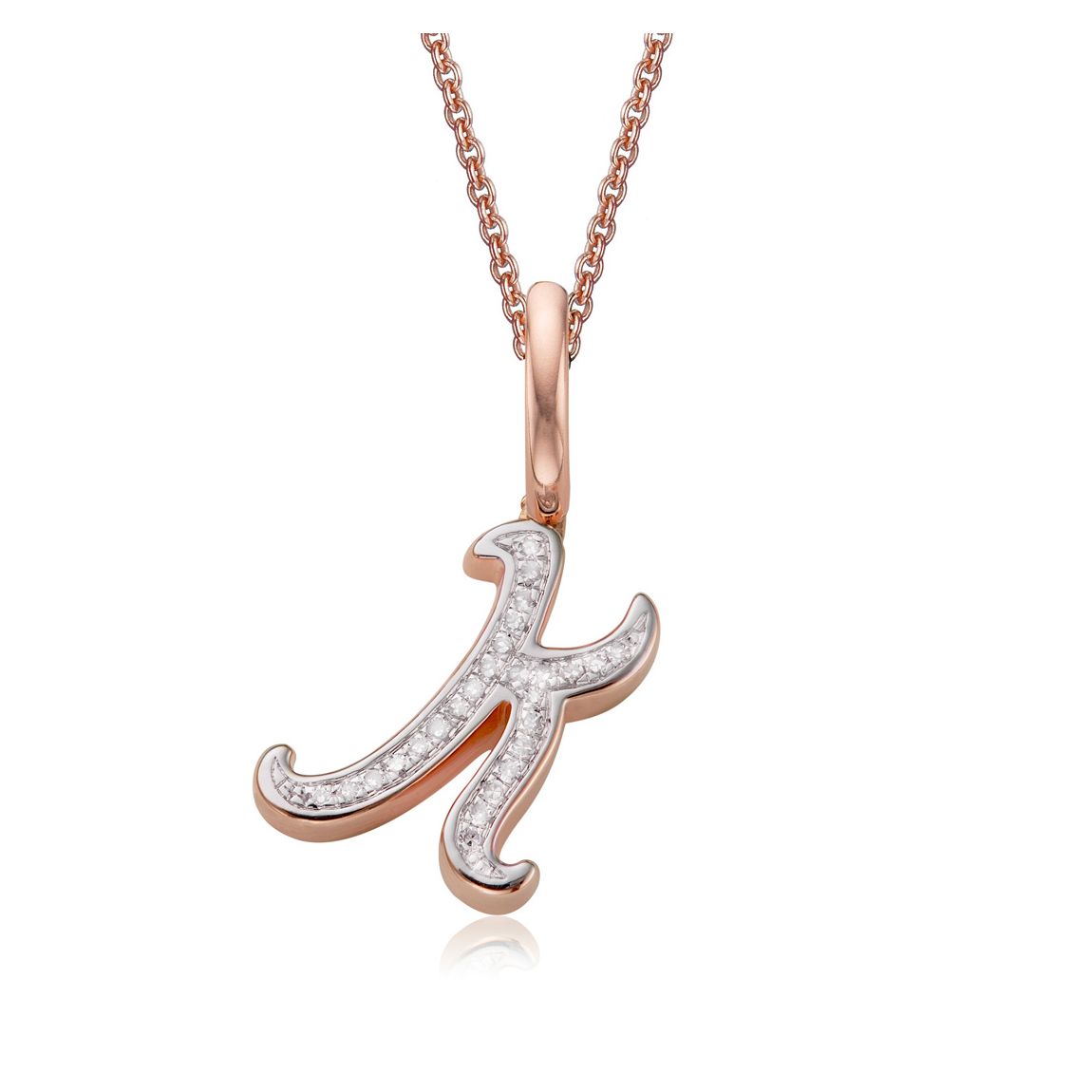 Rose Gold Alphabet K Diamond Pendant Charm main product photo