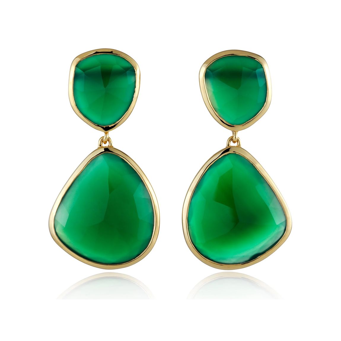 Gold Green Onyx Siren Drop Cocktail Earrings main product photo