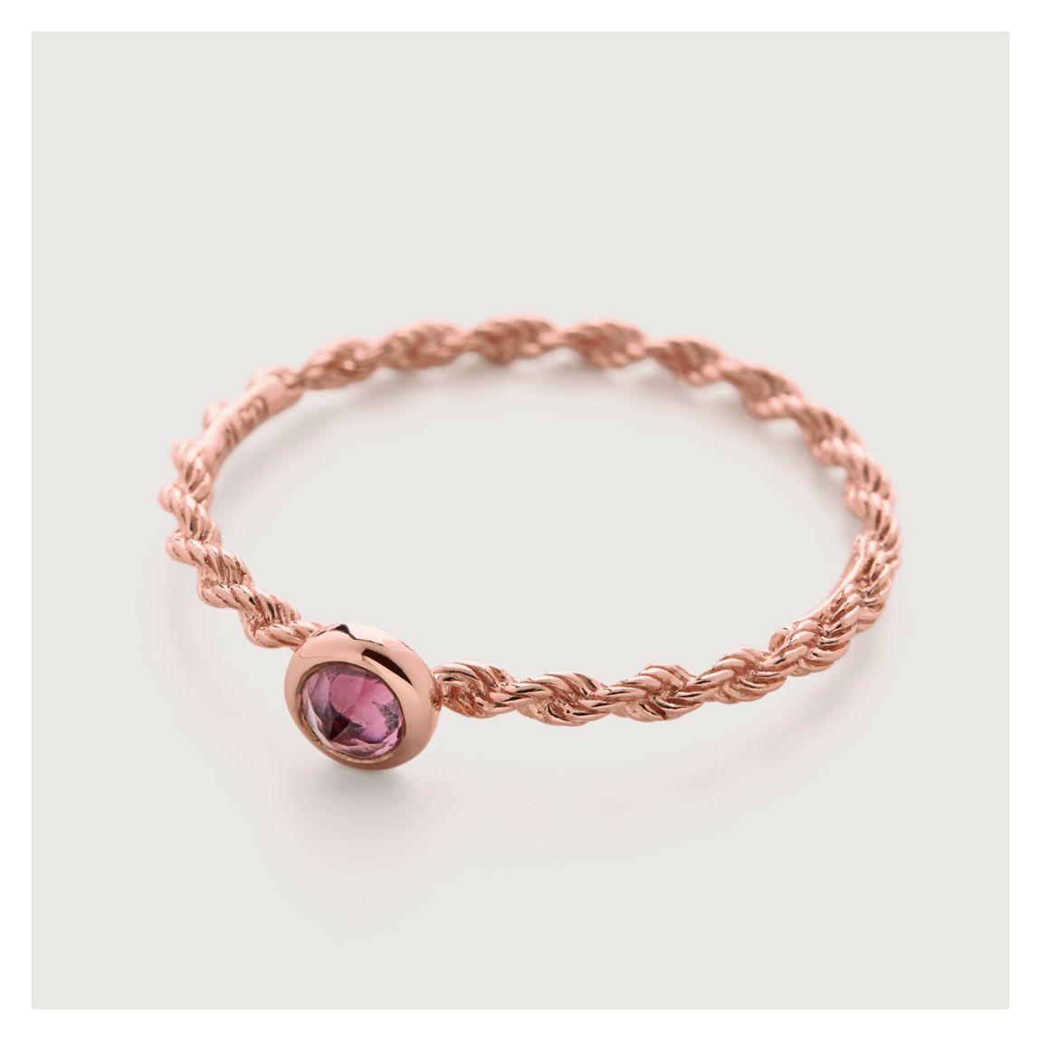Rose Gold Corda Pink Tourmaline Skinny Ring Size M main product photo