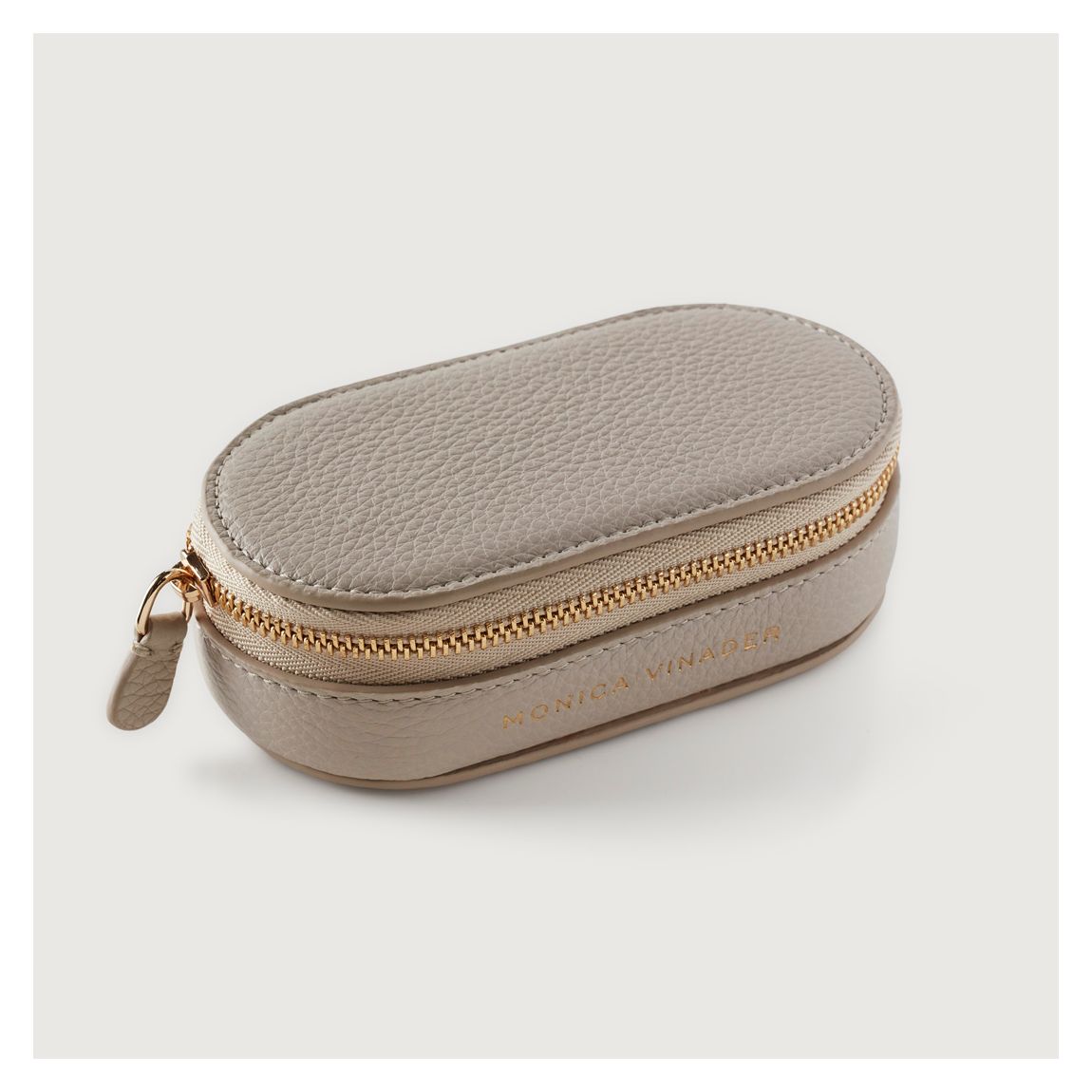 Pebble Grey Leather Mini Oval Jewellery Box main product photo