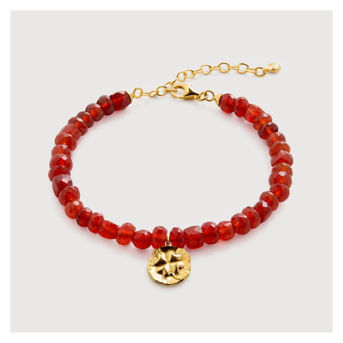 Red Onyx Gold Lucky Beaded Bracelet main product photo