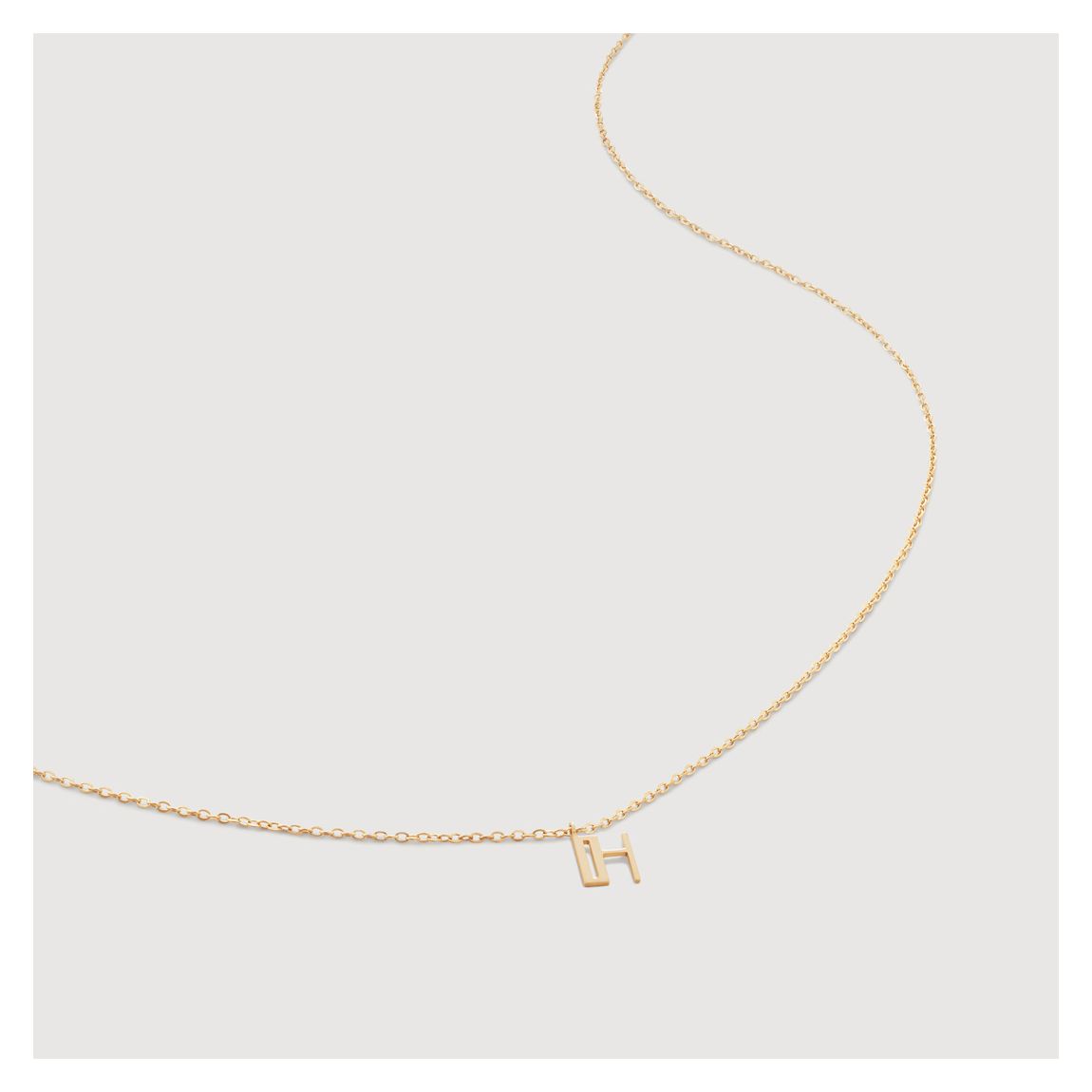 Yellow Gold Small Initial H Necklace main product photo
