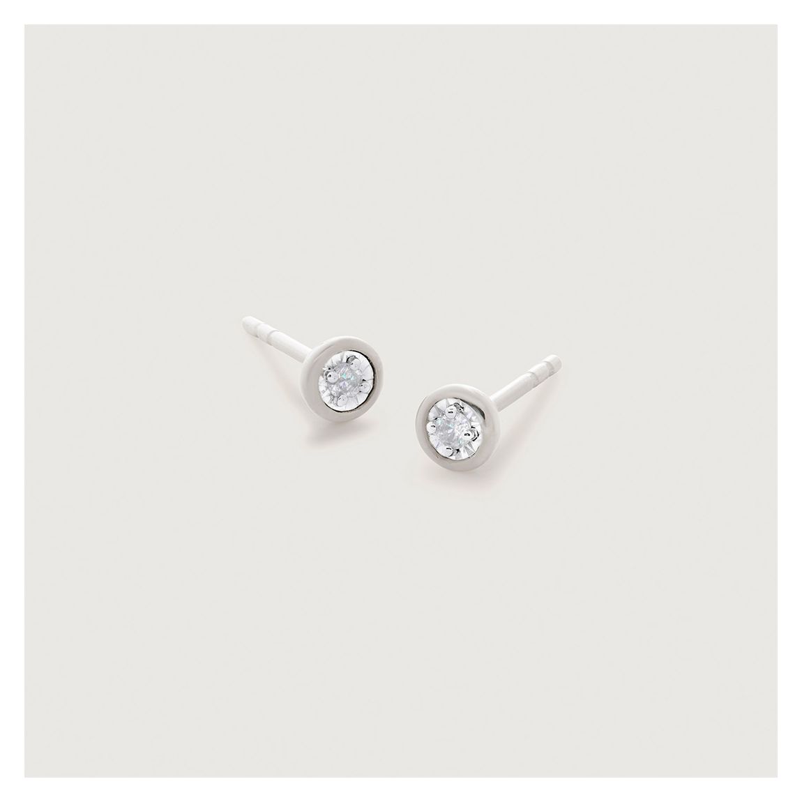 Silver Lab Grown Solitaire Stud Earrings main product photo