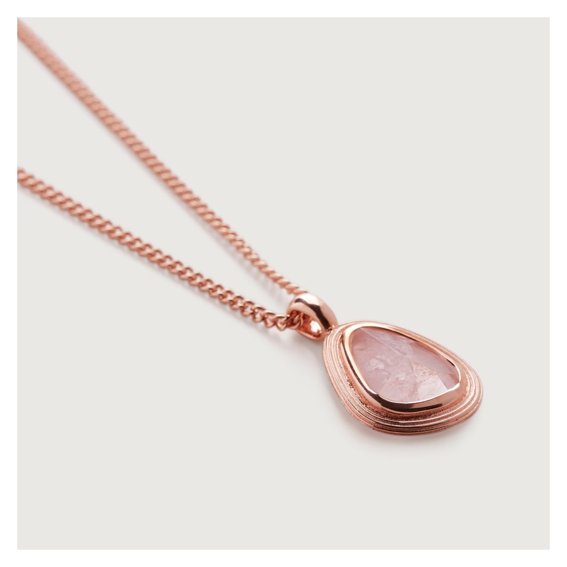 Rose Quartz Rose Gold Amulet Necklace main product photo