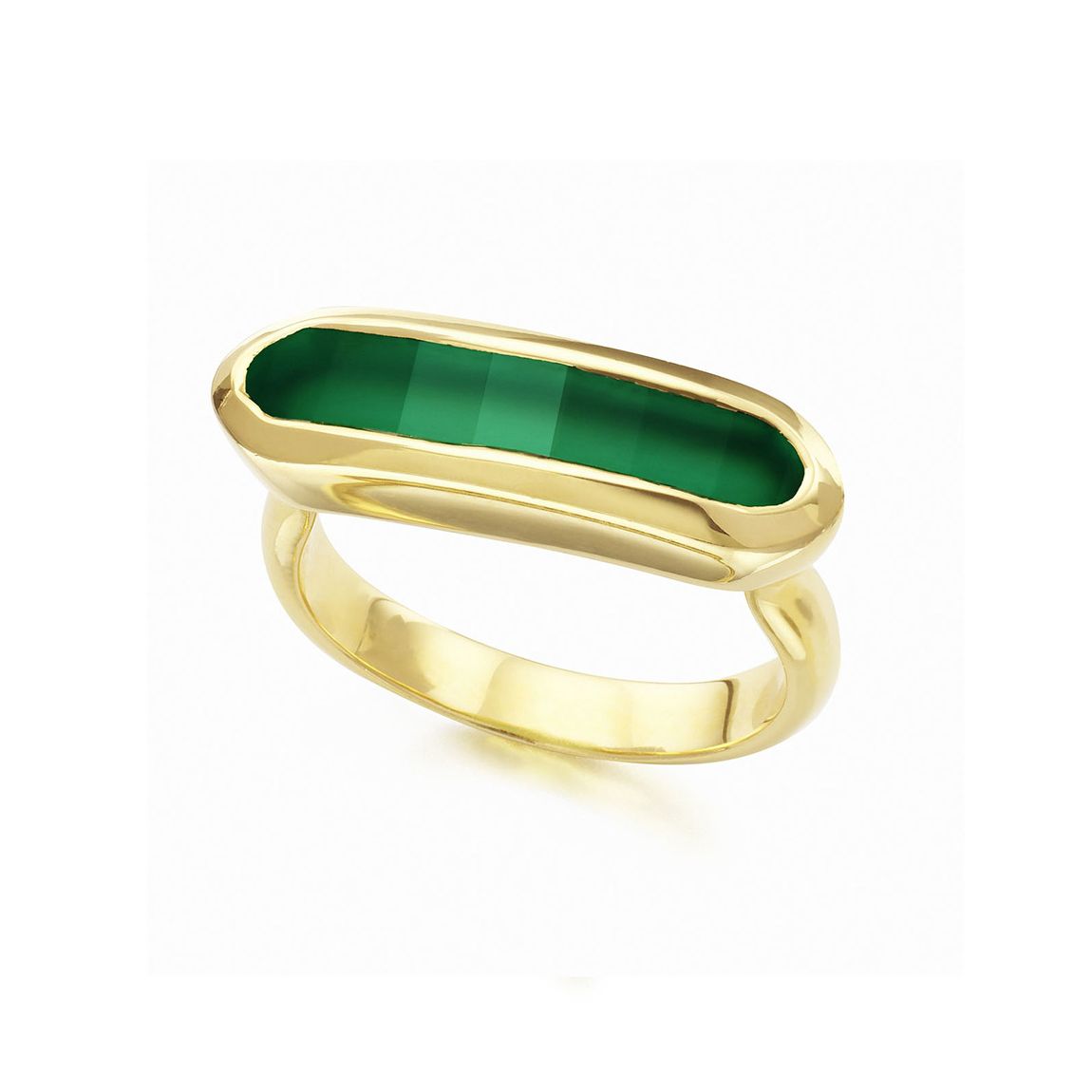 Green Onyx Gold Plated Baja Skinny Ring Size M main product photo