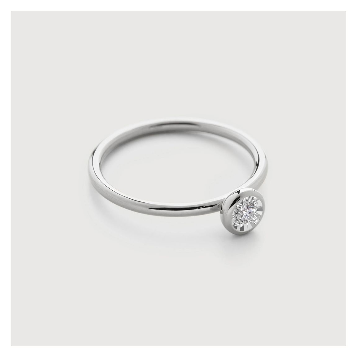 Silver Lab Grown Diamond Solitaire Ring Size M main product photo