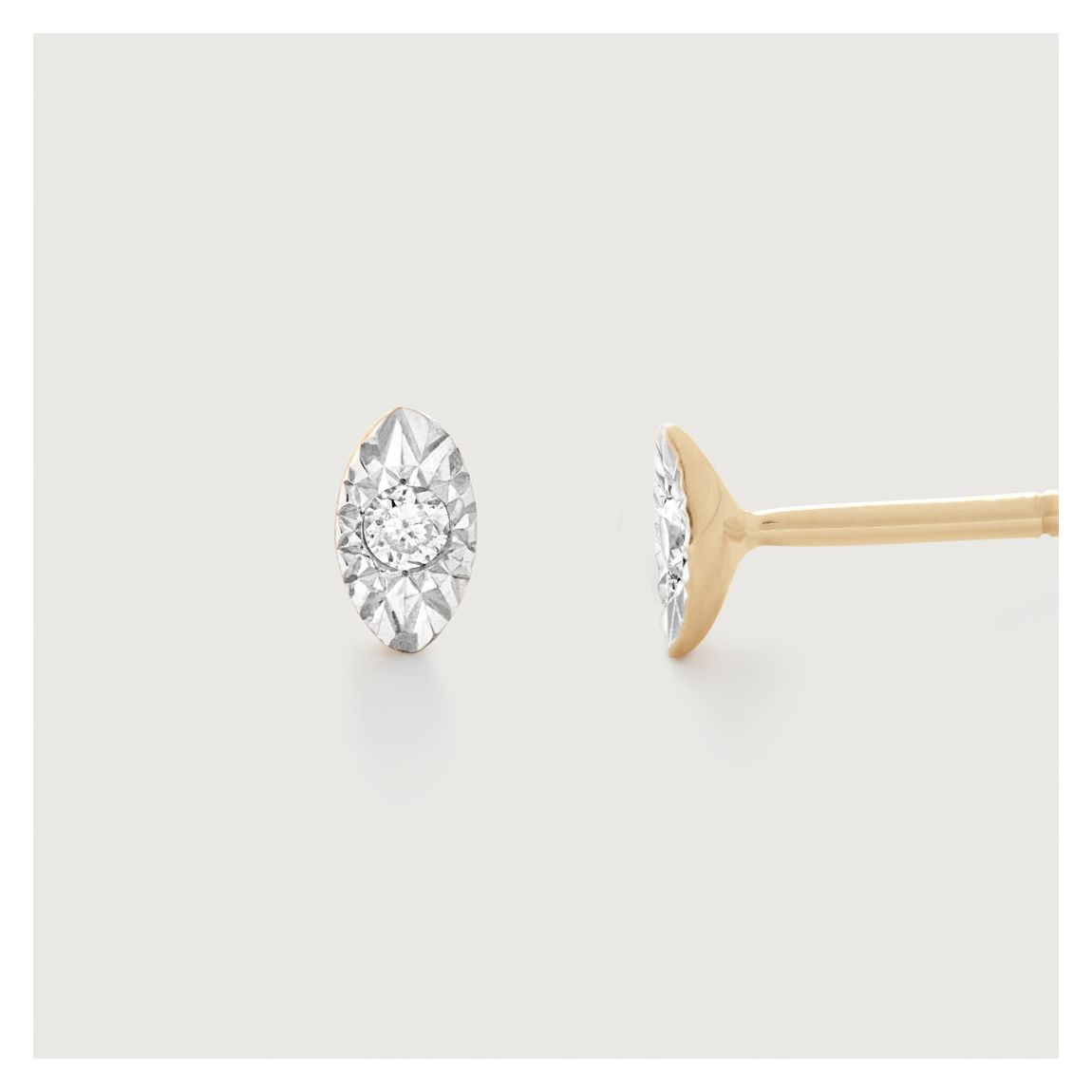 Yellow Gold Lab Grown Diamond Marquise Solitaire Stud Earrings main product photo