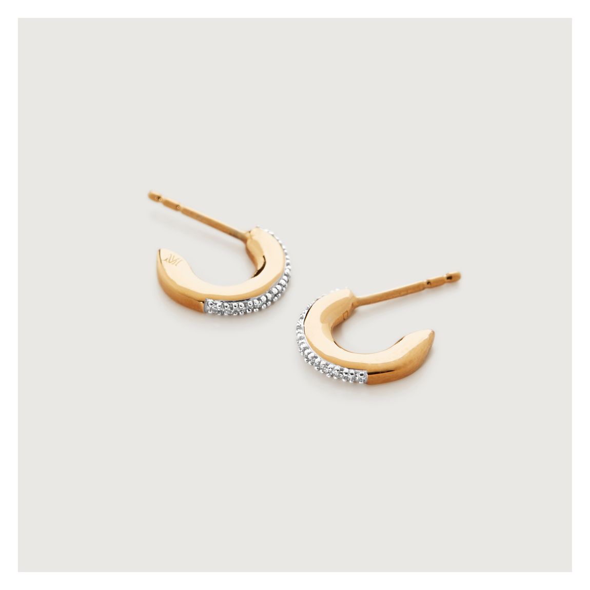 Gold Vermeil Fiji Small Skinny Hoop Diamond Earrings main product photo