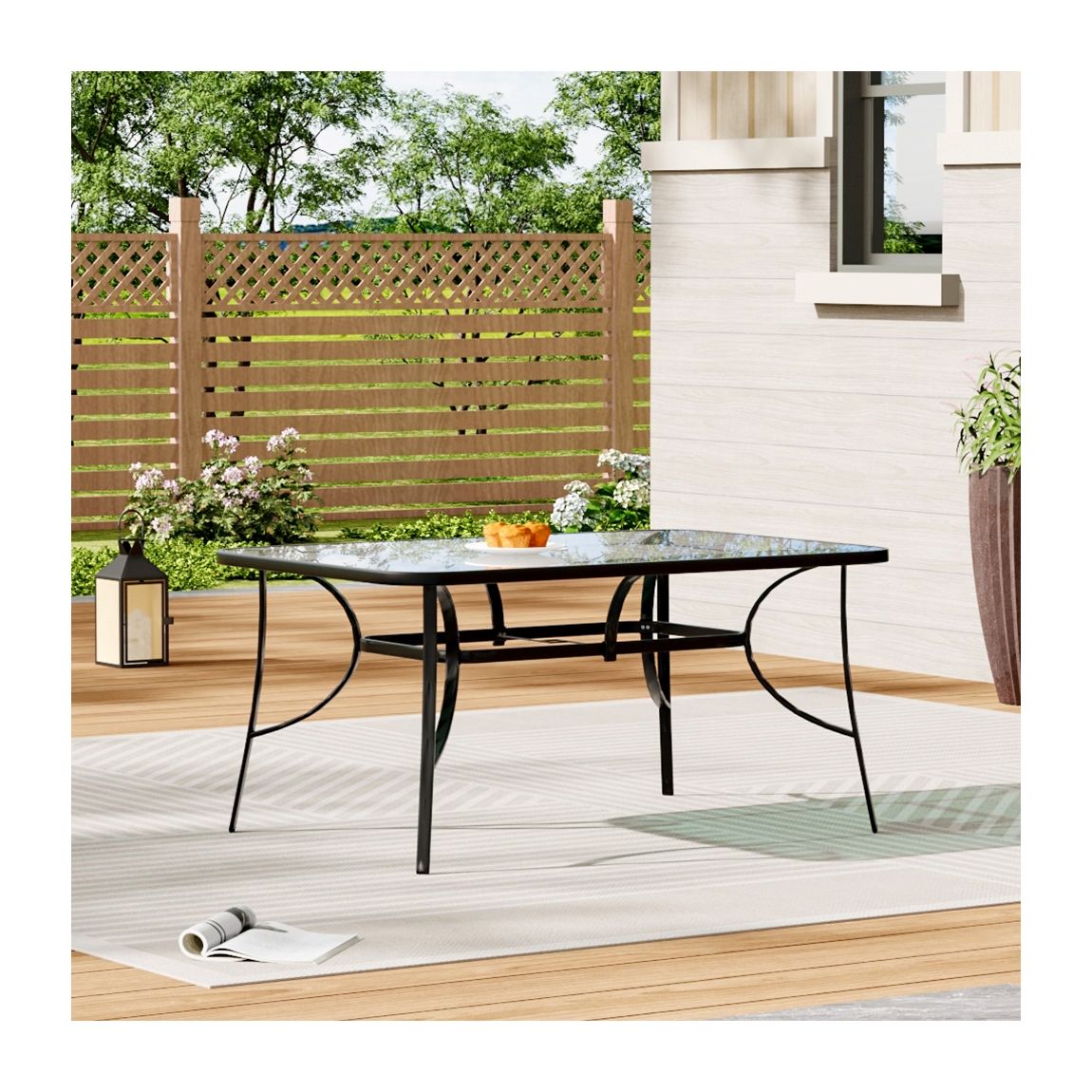 Tempered Glass Steel Garden Dining Table main product photo