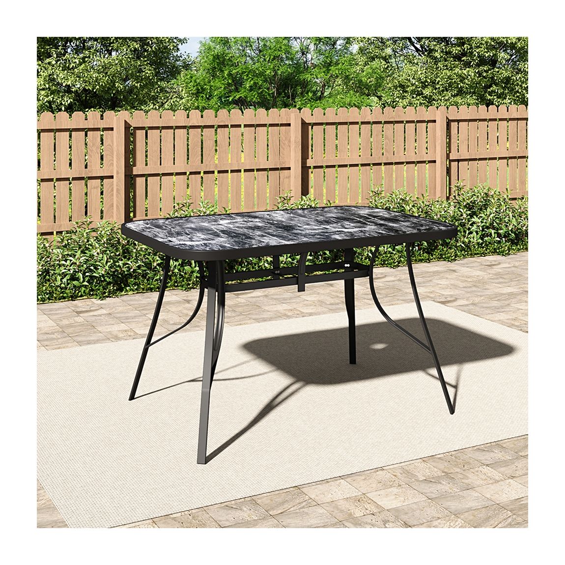 Garden Rectangular Tempered Glass Marble Coffee Table main product photo
