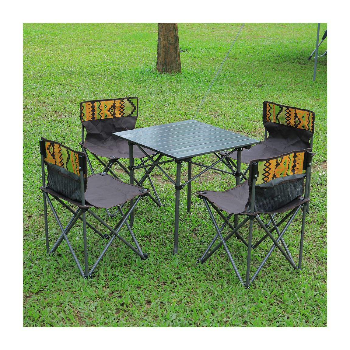 4 Seater Folding Outdoor Camping Dining Table Set with Carrying Bag main product photo