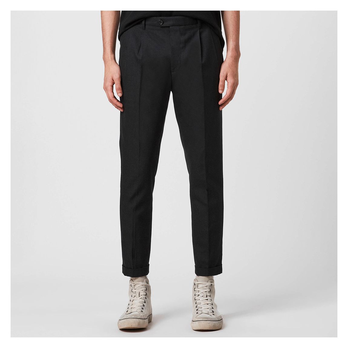 Charcol Tallis Slim Fit Cropped Wool Blend Trouser main product photo