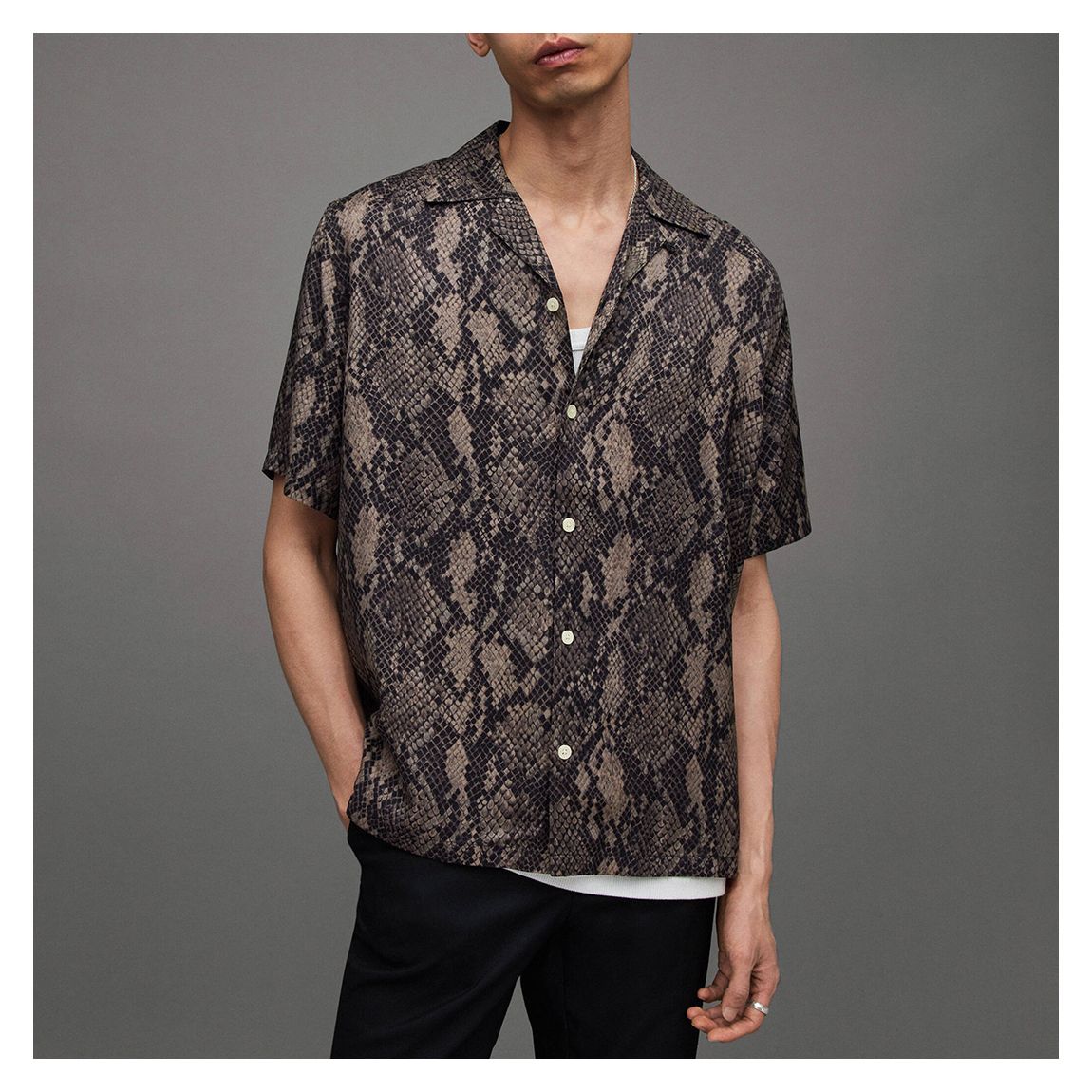Black Rattle Snake Print Short Sleeve Shirt main product photo
