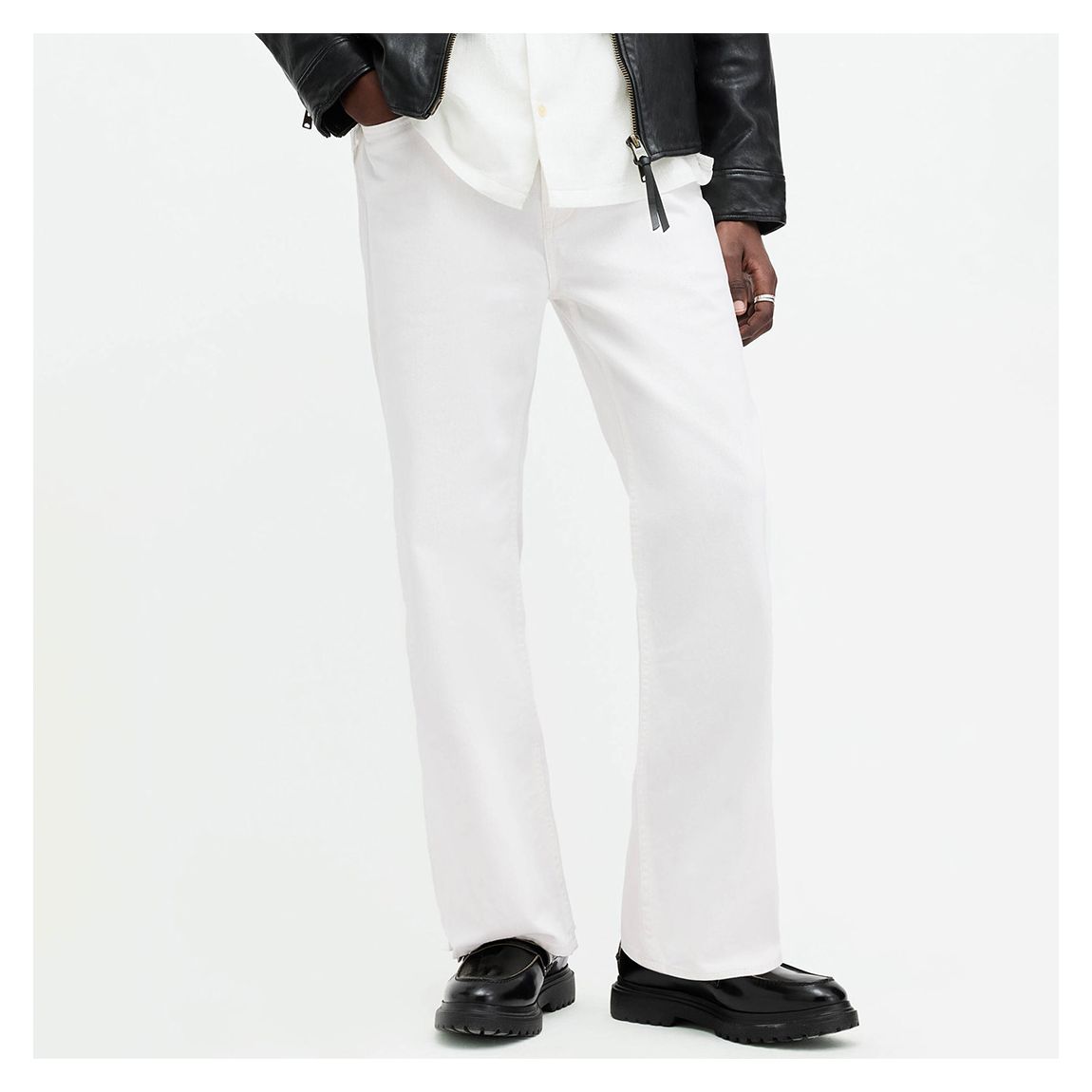 White Lenny Denim Straight Leg Jeans main product photo