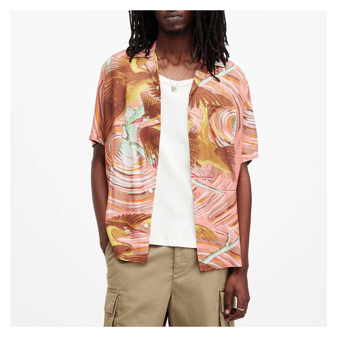 Pink Matsuri Floral Short Sleeve Shirt main product photo