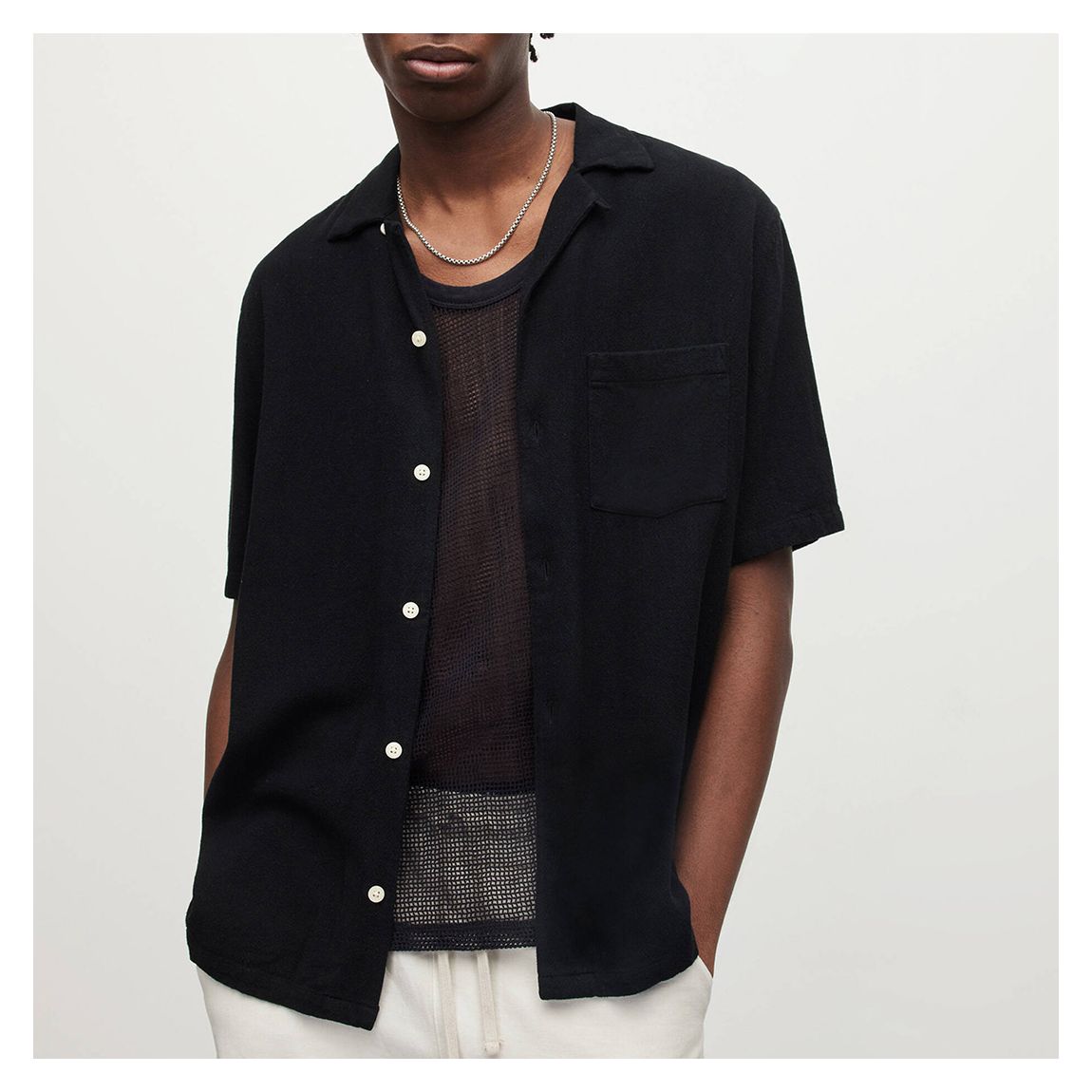 Black Cudi Linen Blend Short Sleeve Shirt main product photo