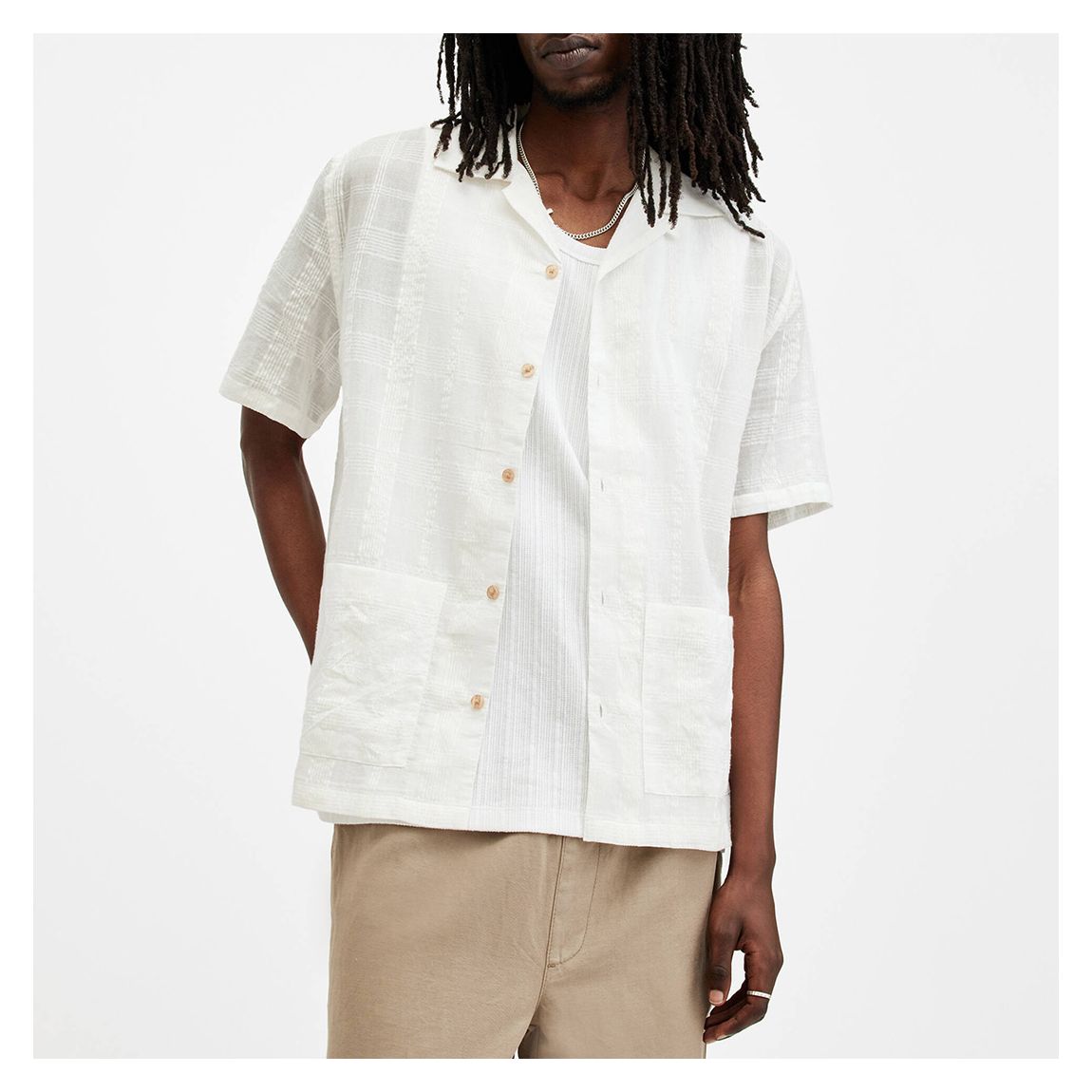 White Indio Checked Short Sleeve Shirt main product photo