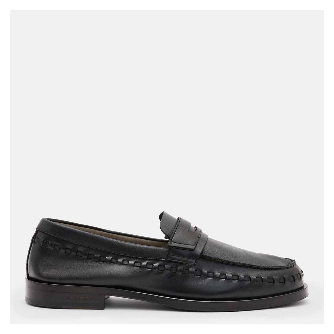 Black Sammy Woven Leather Penny Loafers main product photo