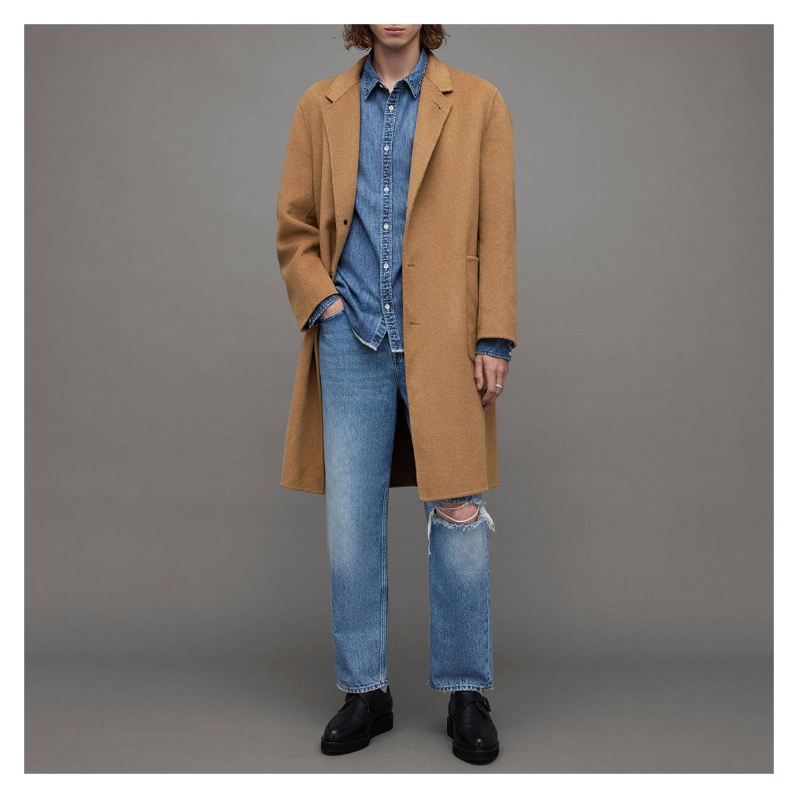 Beige Stano Oversized Wool Blend Coat main product photo