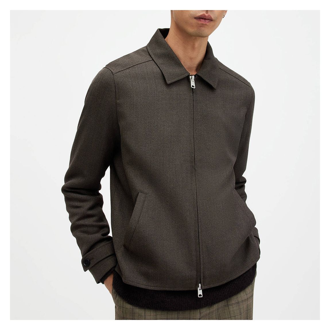 Brown Howl Structured Zip Wool Blend Jacket main product photo