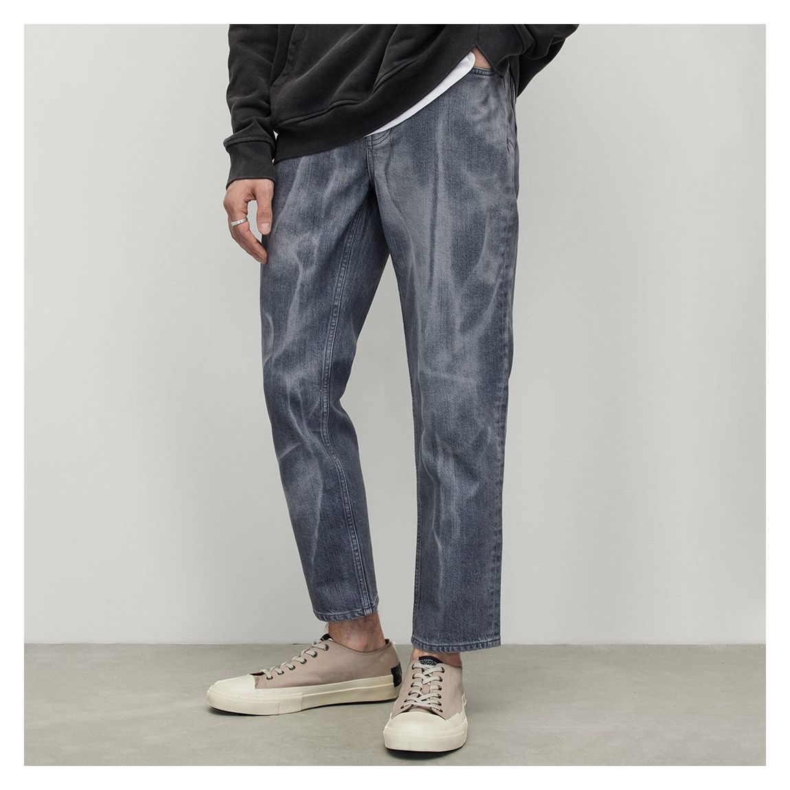 Black Dean Washed Crop Stretch Jeans main product photo