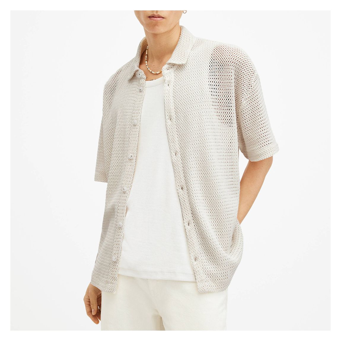 White Munroe Mesh Boxy Shirt main product photo