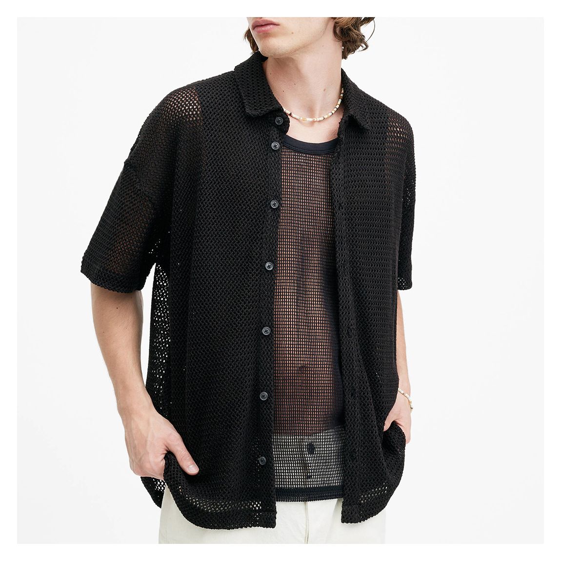 Black Munroe Mesh Boxy Shirt main product photo