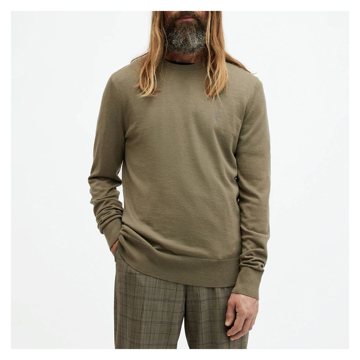 Khaki Mode Merino Wool Crew Neck Jumper main product photo