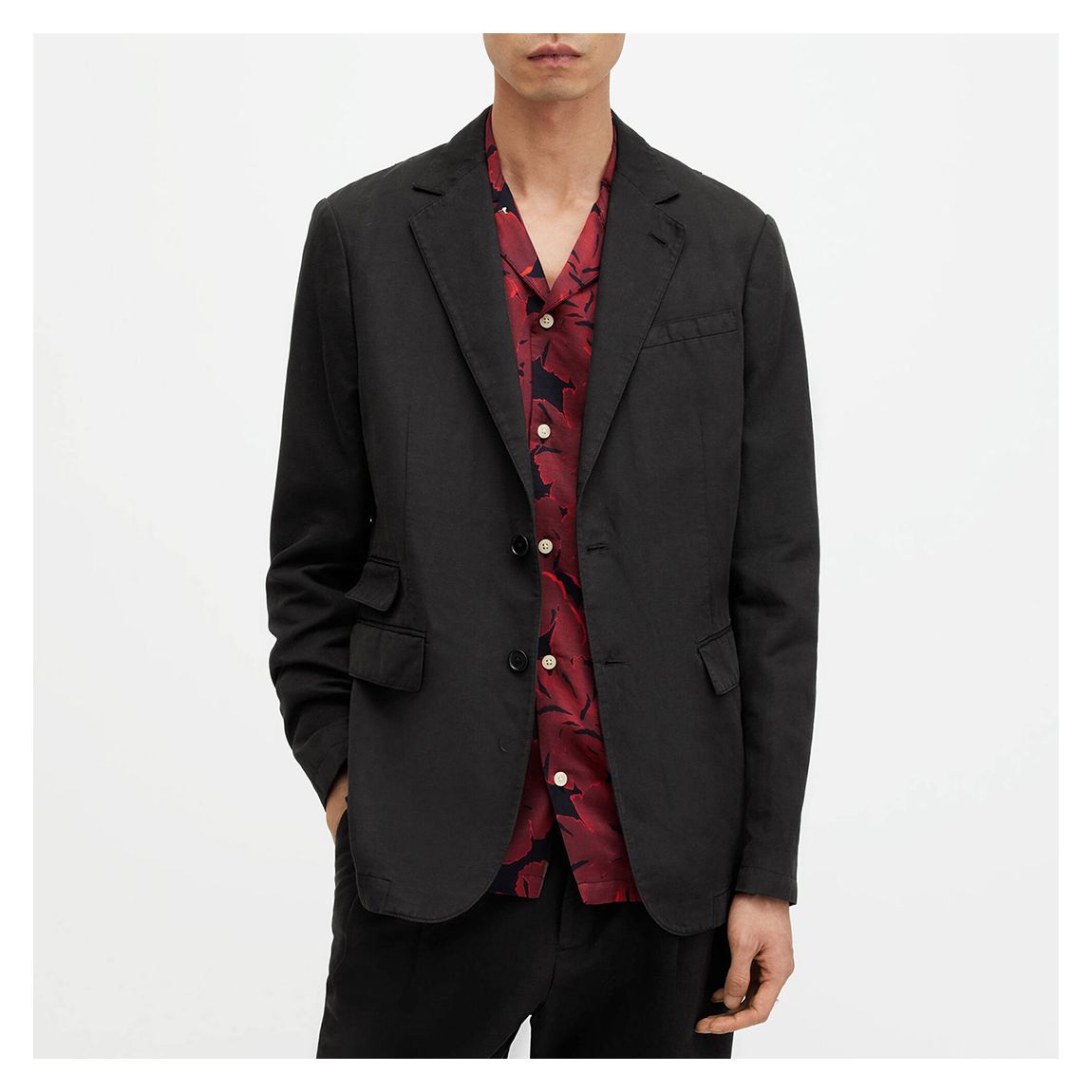 Black Sainte Relaxed Linen Blend Blazer main product photo