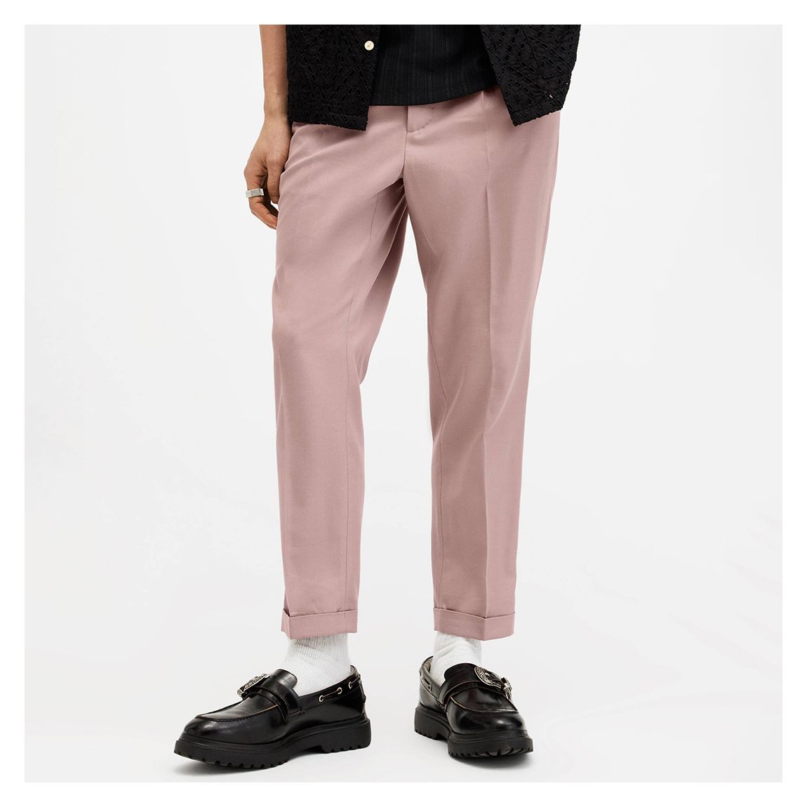 Pink Tallis Straight Crop Chino Trousers main product photo