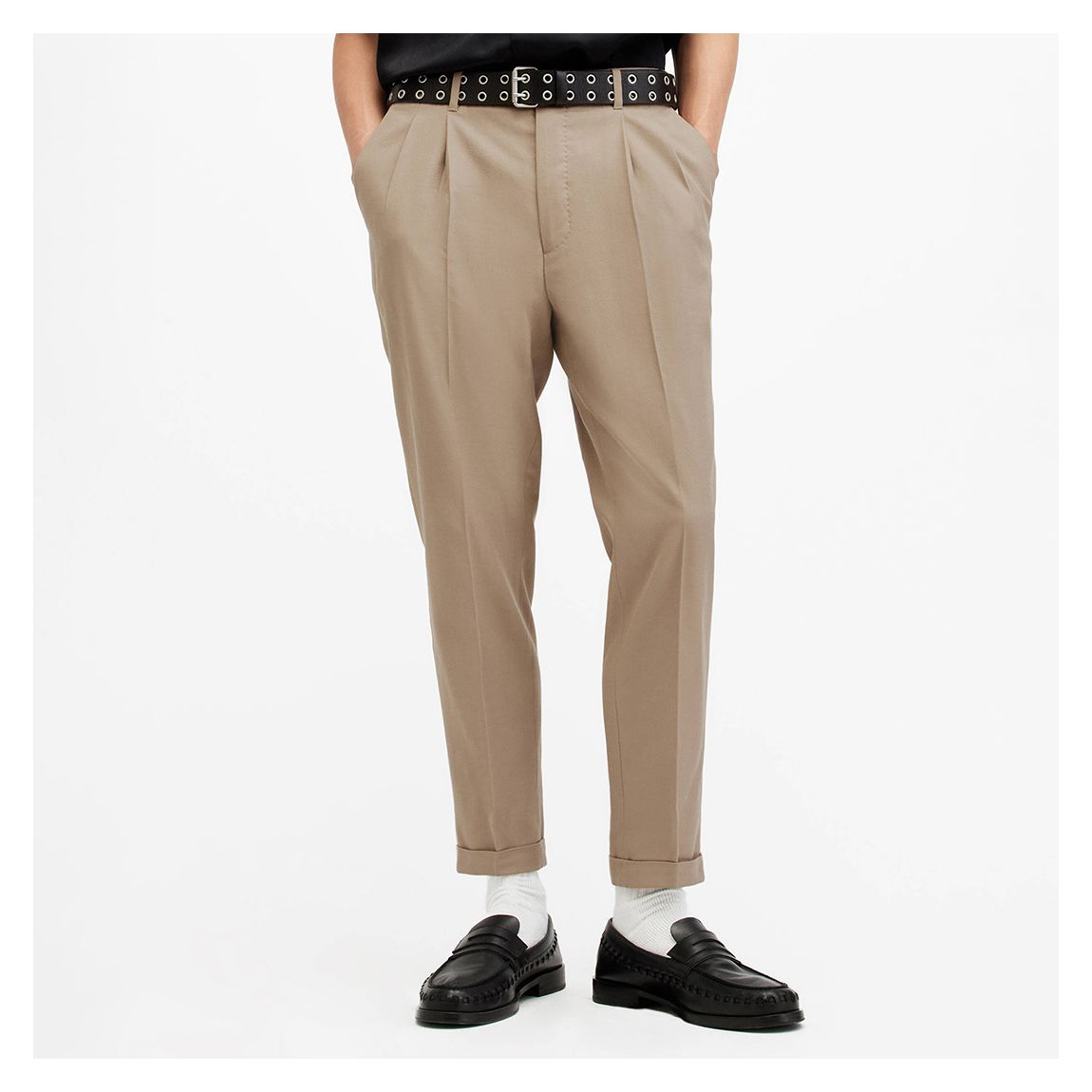 Taupe Tallis Straight Crop Chino Trousers main product photo