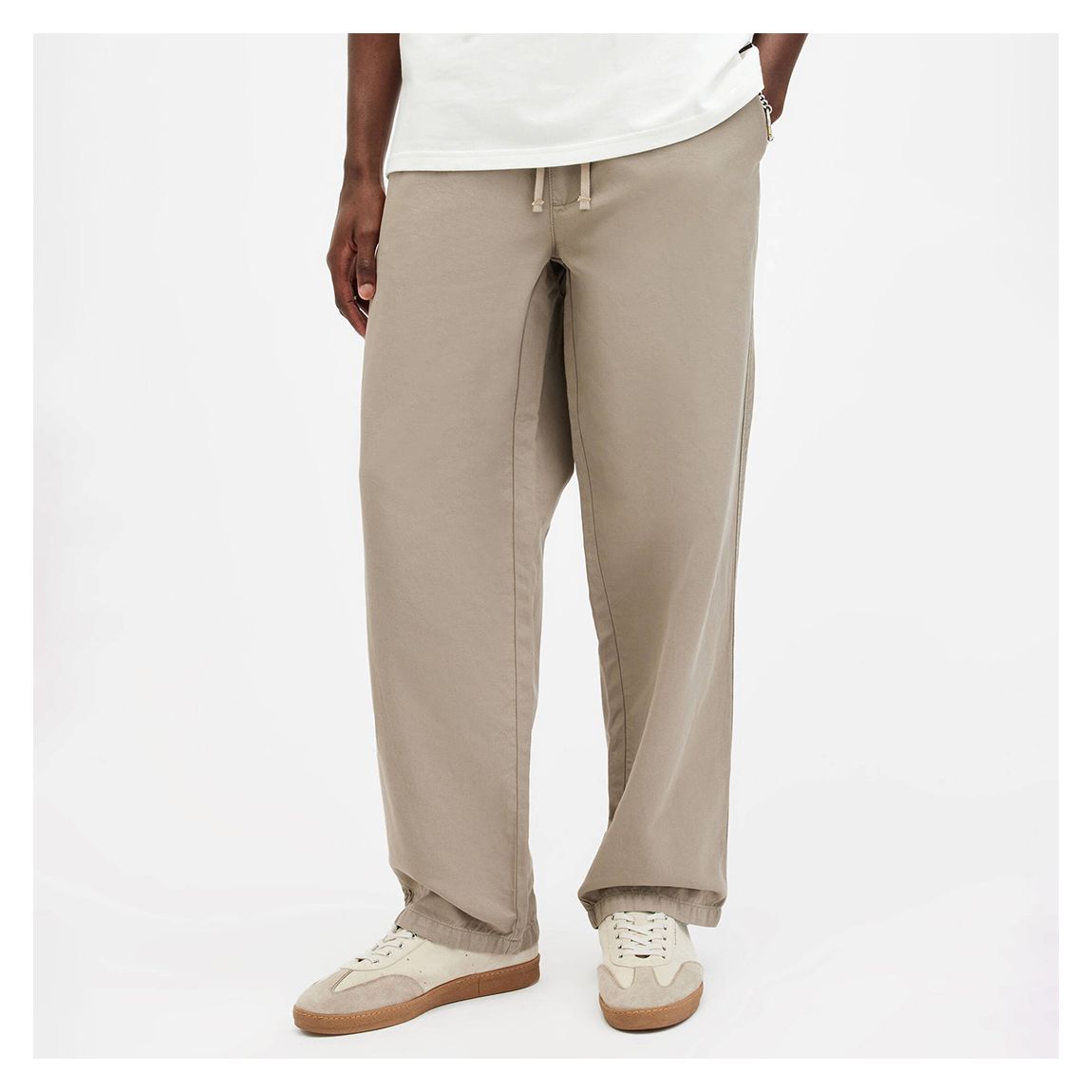 Beige Hanbury Drawstring Linen Blend Trousers main product photo
