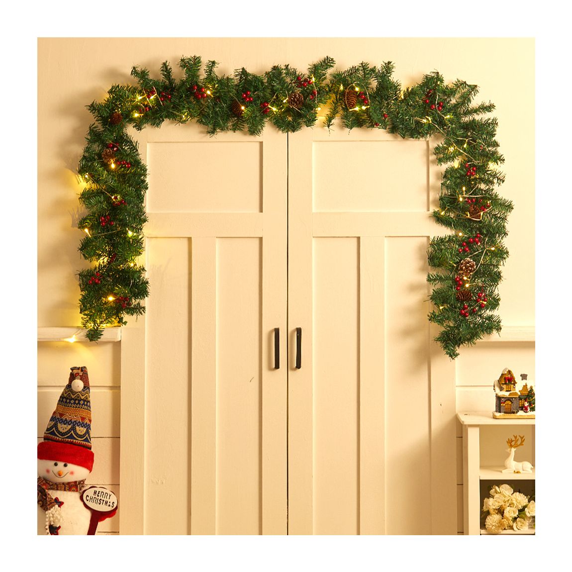 Christmas LED Warm Light Garland with Pine Cones and Berries main product photo