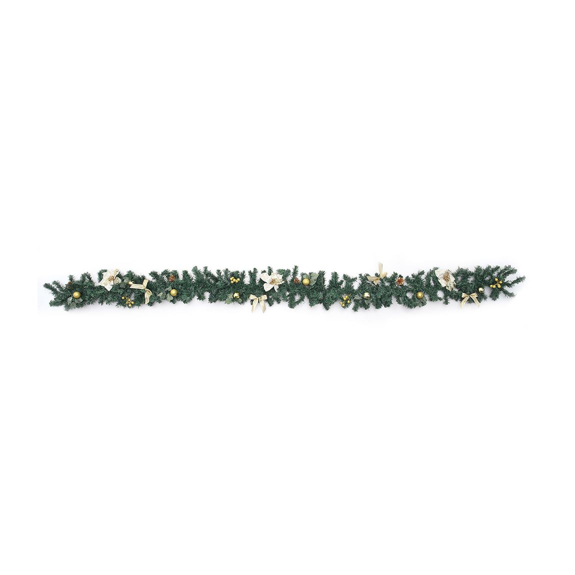 Green Pine Garland with Pinecones and Gold Balls main product photo