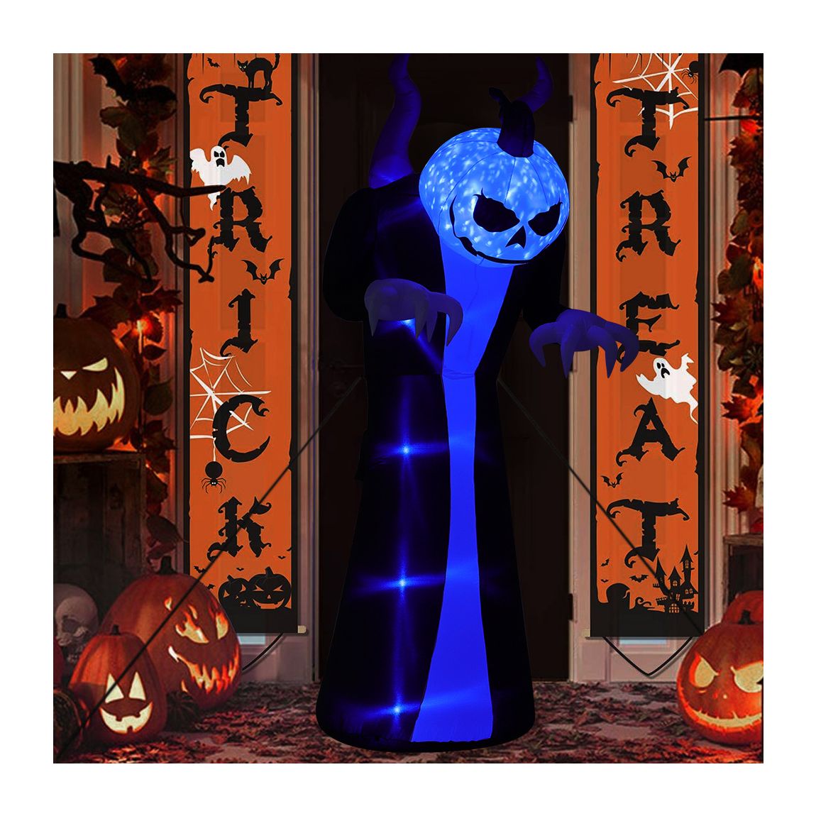 Halloween Inflatable Raising Hands Ghost with LED Lights main product photo