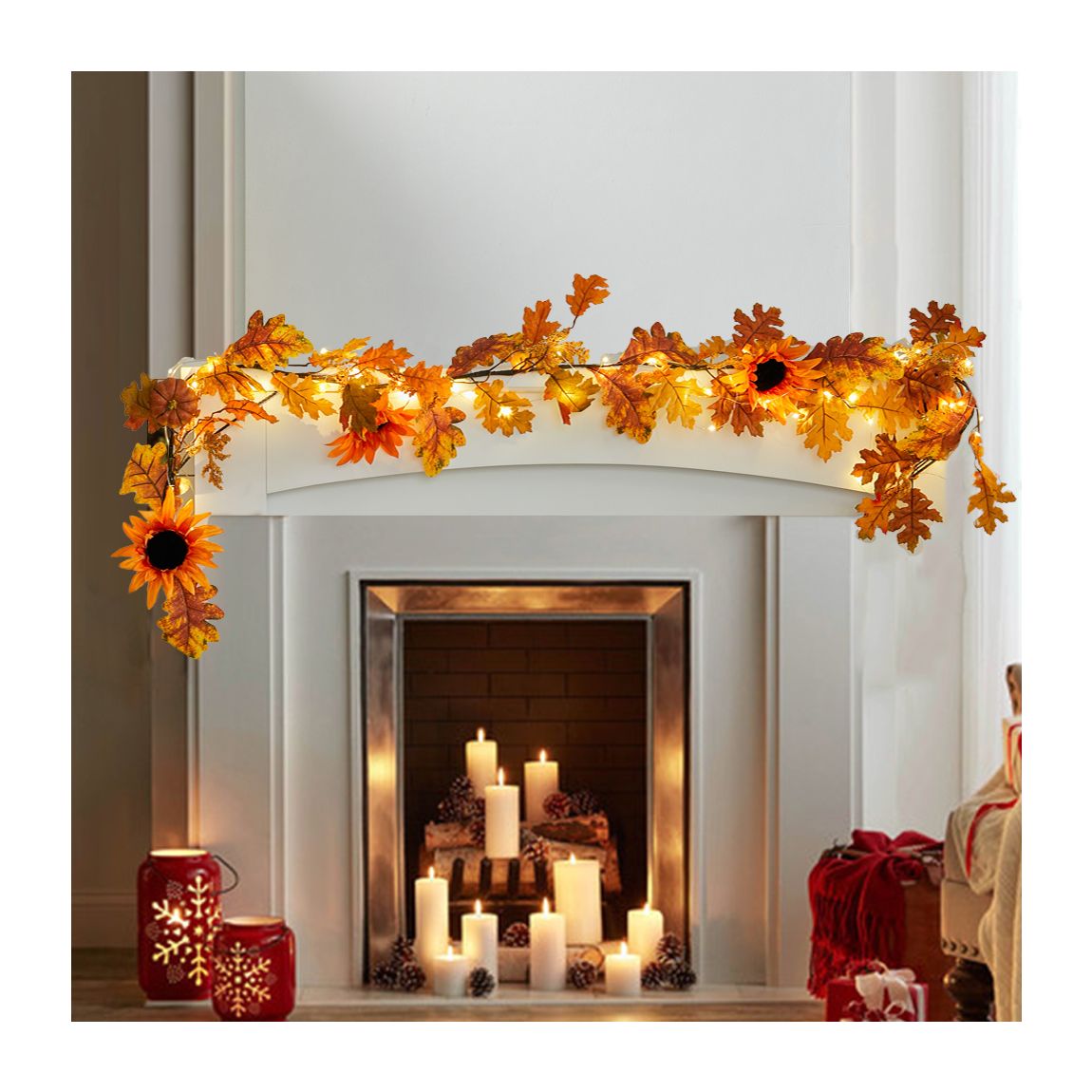 Thanksgiving Plastic Sunflower Garland with Lights main product photo